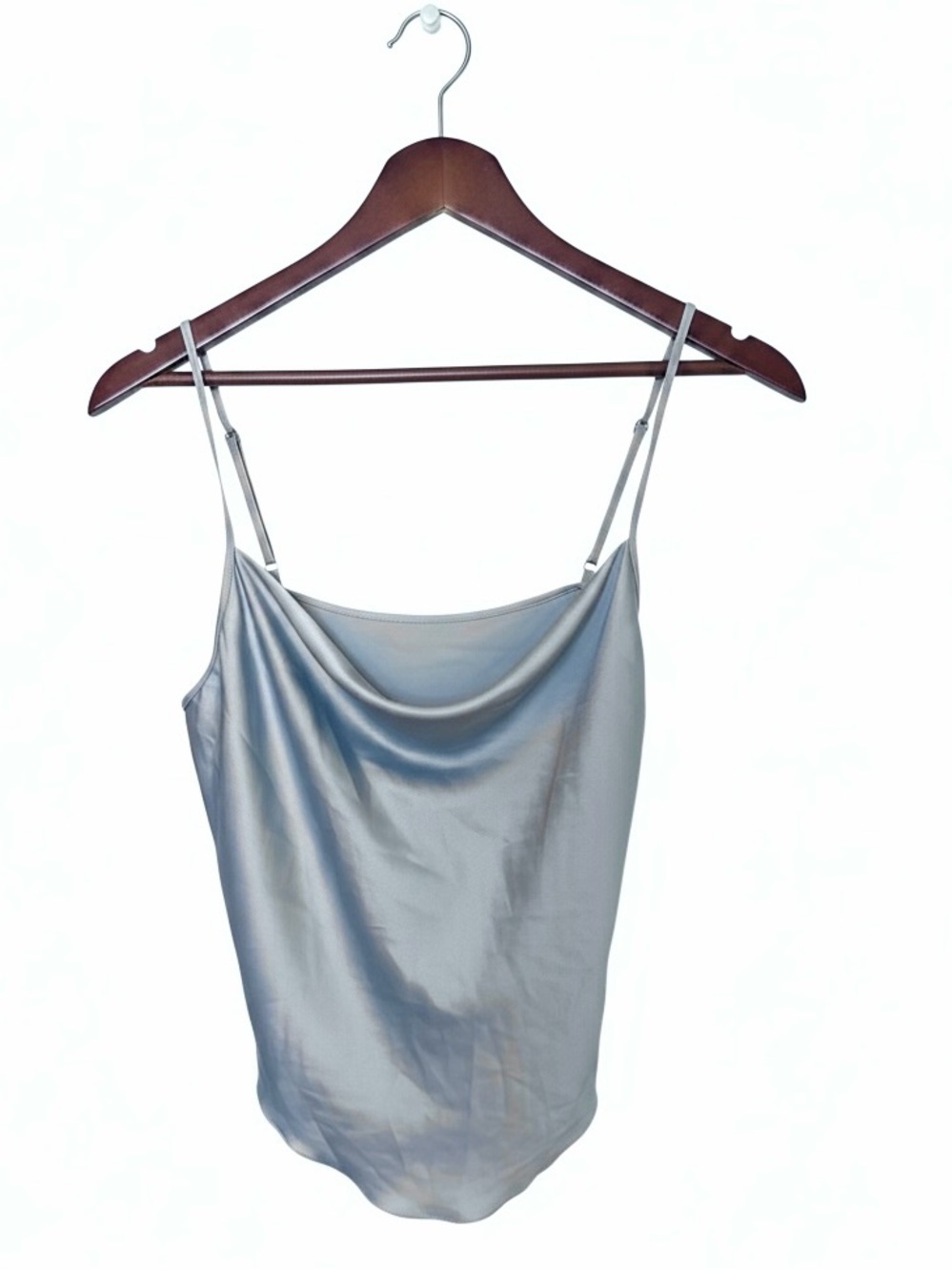 Light Blue Satin Cowl Neck Cami by